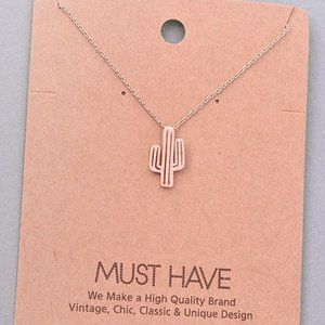 Rose Gold Cactus Pendant Necklace
